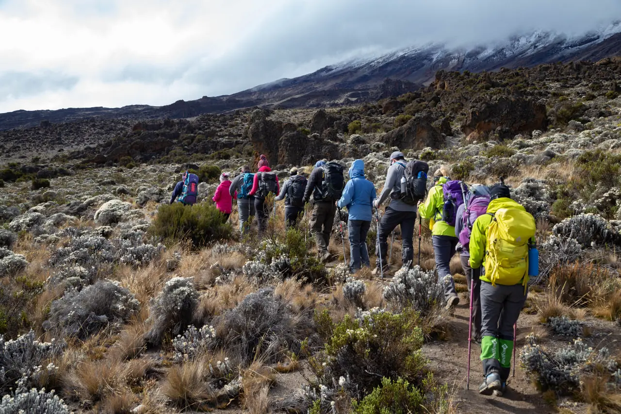 Un gruppo sulla via Northern Circuit. Spedizione Altezza Travel